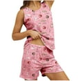 thumbnail image 1 of Rbaofujie Pyjama pour Femmes Ensemble Deux Pièces Imprimé Col Rond Shorts Pyjama de Noël pour la Maison, 1 of 3