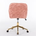 thumbnail image 5 of Modern Swivel Home Office Chair, Mid-Back Artificial Rabbit Hair Upholstered Computer Desk Chair Armchair with Gold Metal Legs & Universal Wheels, Adjustable Height 360 Swivel Vanity Task Chair, Pink, 5 of 7