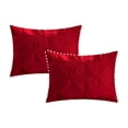 thumbnail image 4 of 2 Piece Pom-Pom Pinch Pleated Solid Red Pillow Shams, (Standard 20X26 Pillow Cover), 100% Egyptian Cotton, 800 Thread Count, Standard Size, 4 of 4