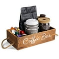 thumbnail image 1 of Coffee Bar Organizer, Wood Coffee Station with 3 Removable Dividers, Countertop Storage Box for Coffee Pods Paper Cups Straws, Coffee Bar Decor Farmhouse Decor, 1 of 6