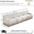 thumbnail image 2 of 135.6'' Modular Sectional Sofa, Chesterfield Velvet Cloud Couch, Upholstered 4-Seater Sofa with Button Tufted, Tassel Fringe Skirt, Deep Couches for Living Room, Bedroom, Apartment, Beige, 2 of 11