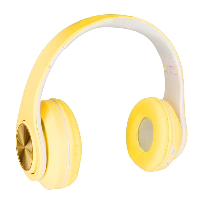 M Buder Audífonos Inalámbricos Diadema Bluetooth 5.0 B39 Plegable con Luces RGB Respirables Cancelación de Ruido para Teléfono Laptop Tablet Color Amarillo (40 mm / 1.57 in)