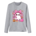 thumbnail image 3 of Sexlip Womens Long Sleeve Tops Casual Ribbon Graphic Shirts Blouses Loose Fit Cute Tunic Top Fall Fashion Clothes Gray M, 3 of 3