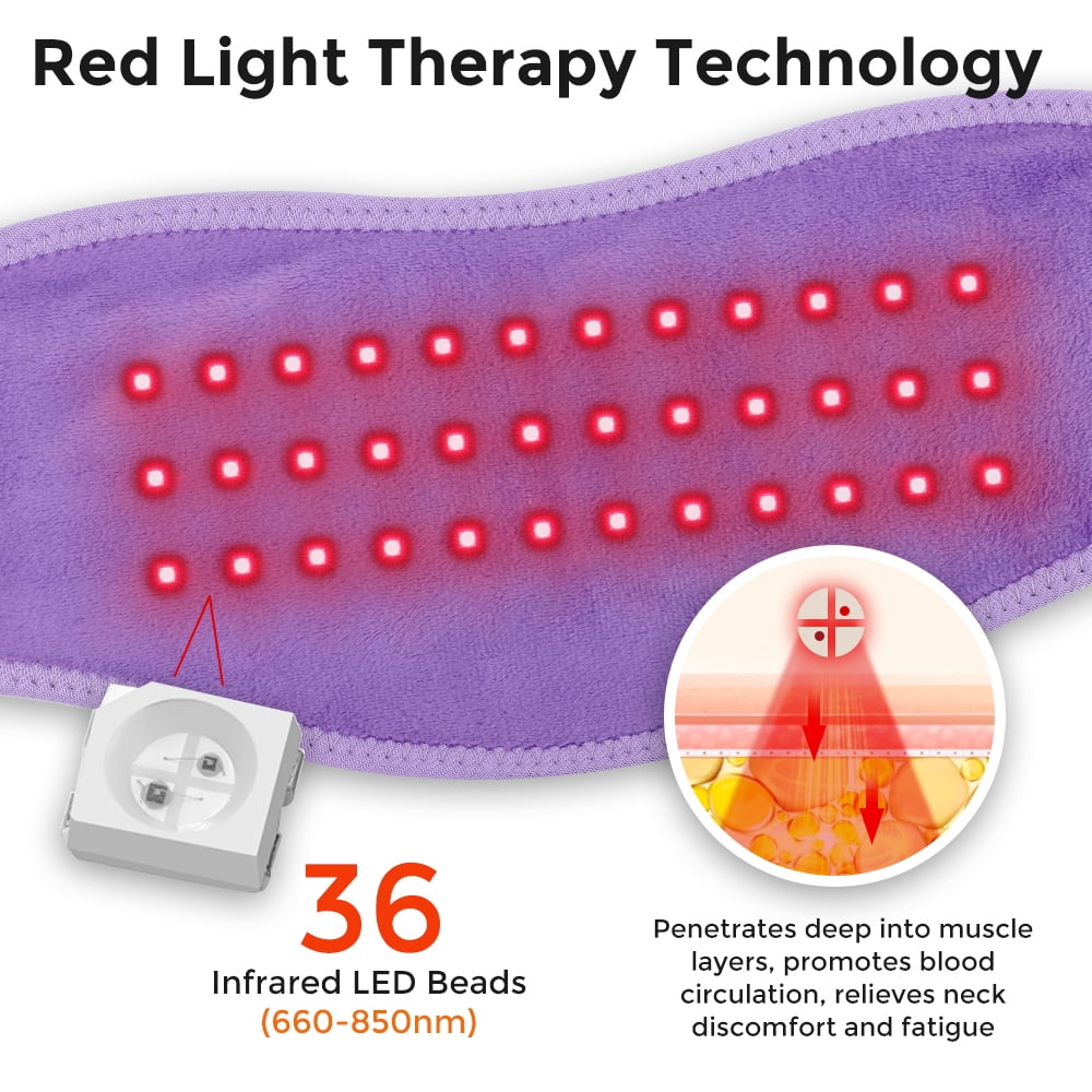 Cordless Heated Neck Wrap for Relief, Rechargeable Neck Heating Pad, 660nm and 850nm Neck Massager with Heat and Vibration, Neck and Shoulder Warmer for Relief