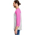 thumbnail image 2 of T1397 Champion Tagless Raglan Baseball Jersey Oxford Grey Heather/Pink M, 2 of 6