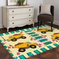 thumbnail image 4 of 2.7x5 Washable Area Rug, Cartoon Caravans Non-Slip Rectangle Rug for Bedroom Bedside, Hookups Roadblocks Stars Green Border Indoor Floor Mat for Home Decor, 4 of 9