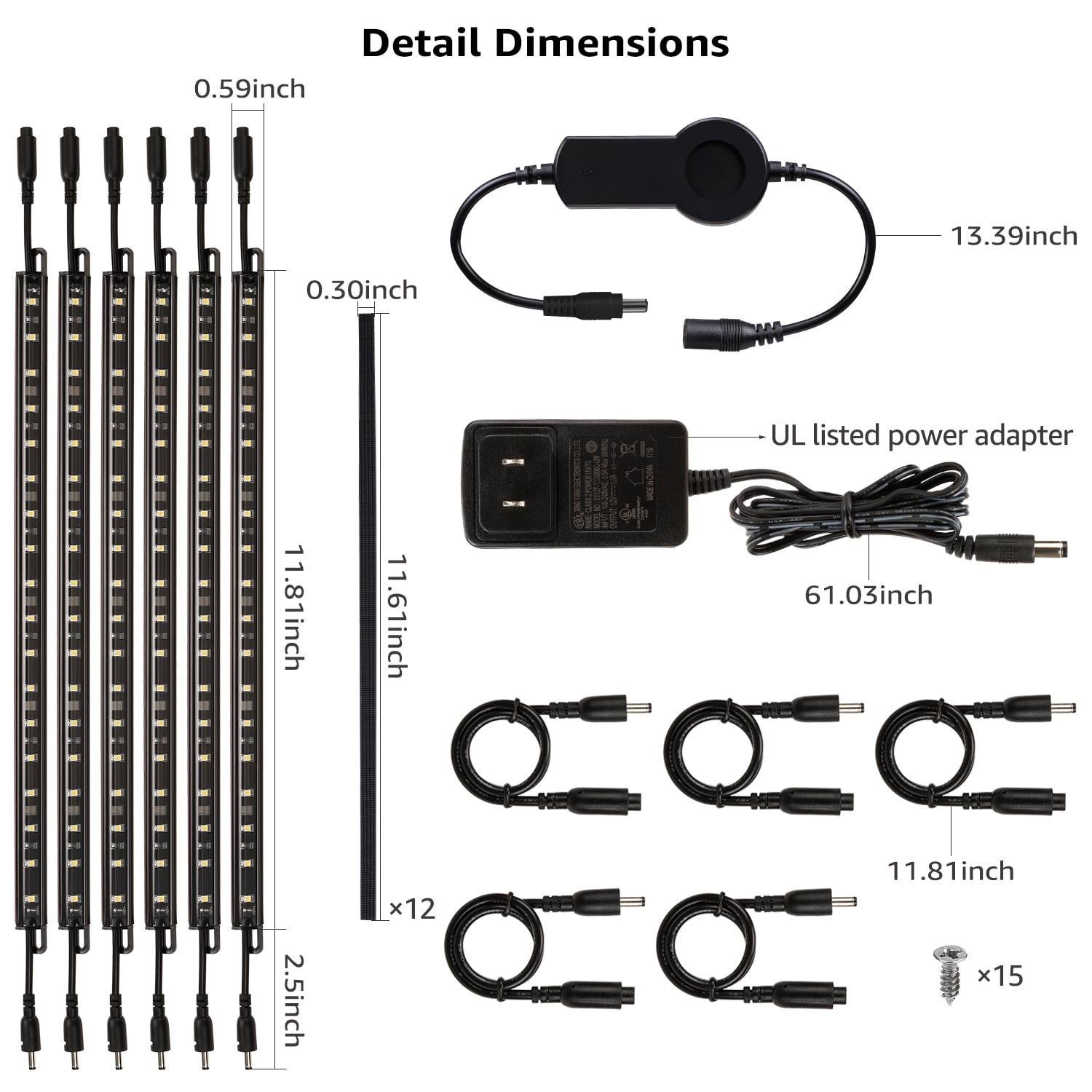 TORCHSTAR 2 Pack 6-light Pack 12" Smart LED Light Bar Kit, Work with Alexa for Under Cabinet, Under Counter, Gun Safe, Closet, Shelf, 5000K Daylight
