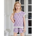 thumbnail image 3 of Arshiner Girls Summer Outfits 2 Piece Clothes Color Block Drop Shoulder Sleeve Top and Casual Short Sets Activewear, 3 of 6