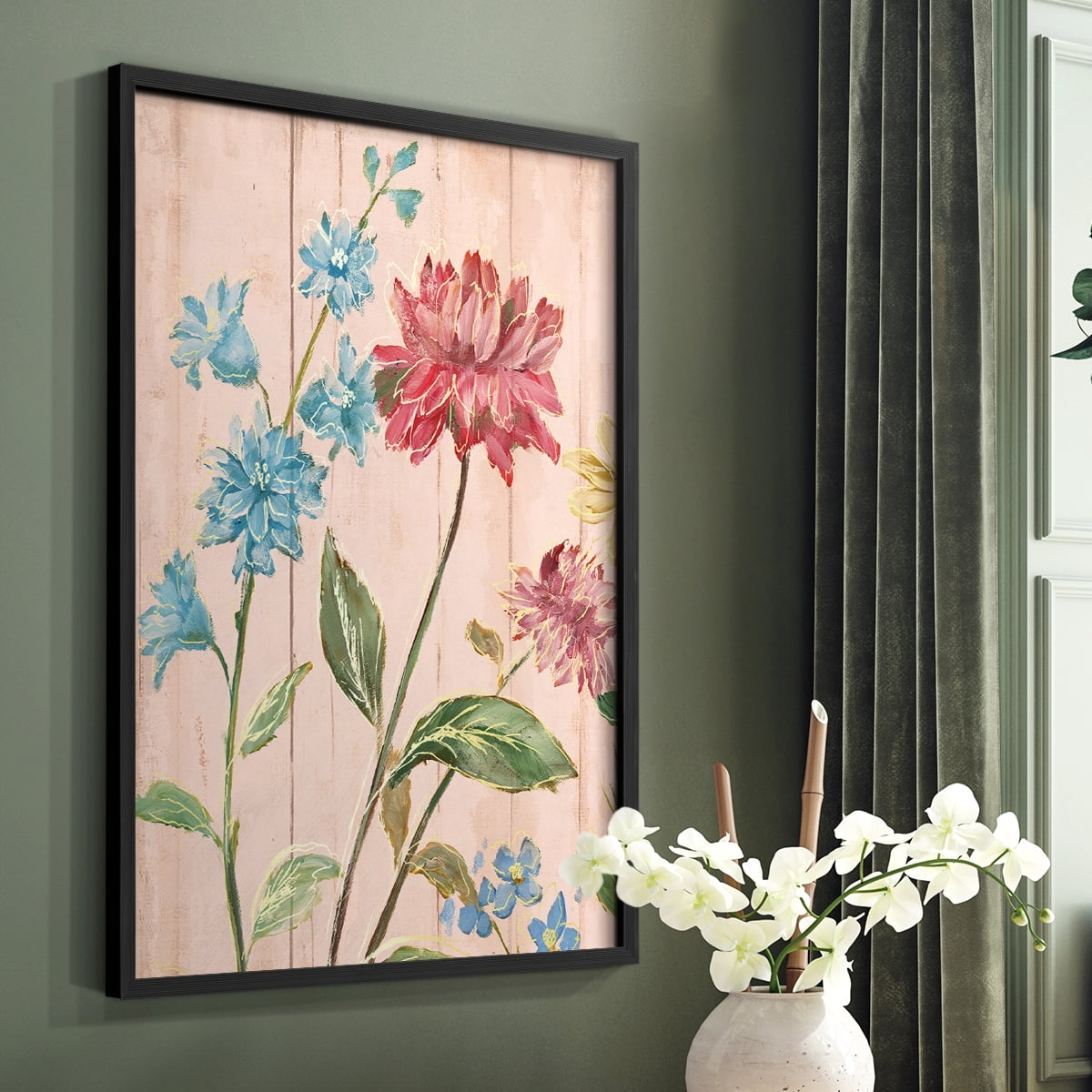 Wildflower Flutter I Framed Print - Solid Wood in Single Picture Frame Solid Wood 2 Framed Print