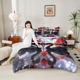 thumbnail image 4 of Castle Fairy Teens Adults Romantic Black Swan Full Size Comforter Sets 3-Piece,Paris Eiffel Tower Bedding Comforter Set,Valentine's Day Rose Lightweight Bedding Sets,Breathable Home Decor,Reversible, 4 of 8