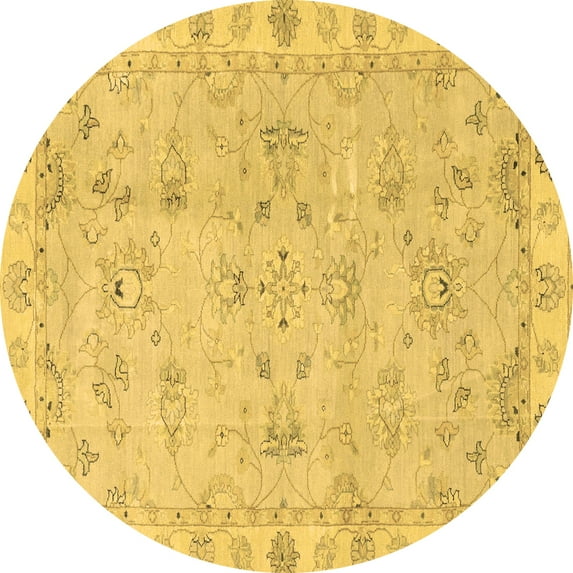 Ahgly Company Indoor Round Oriental Brown Traditional Area Rugs, 4' Round