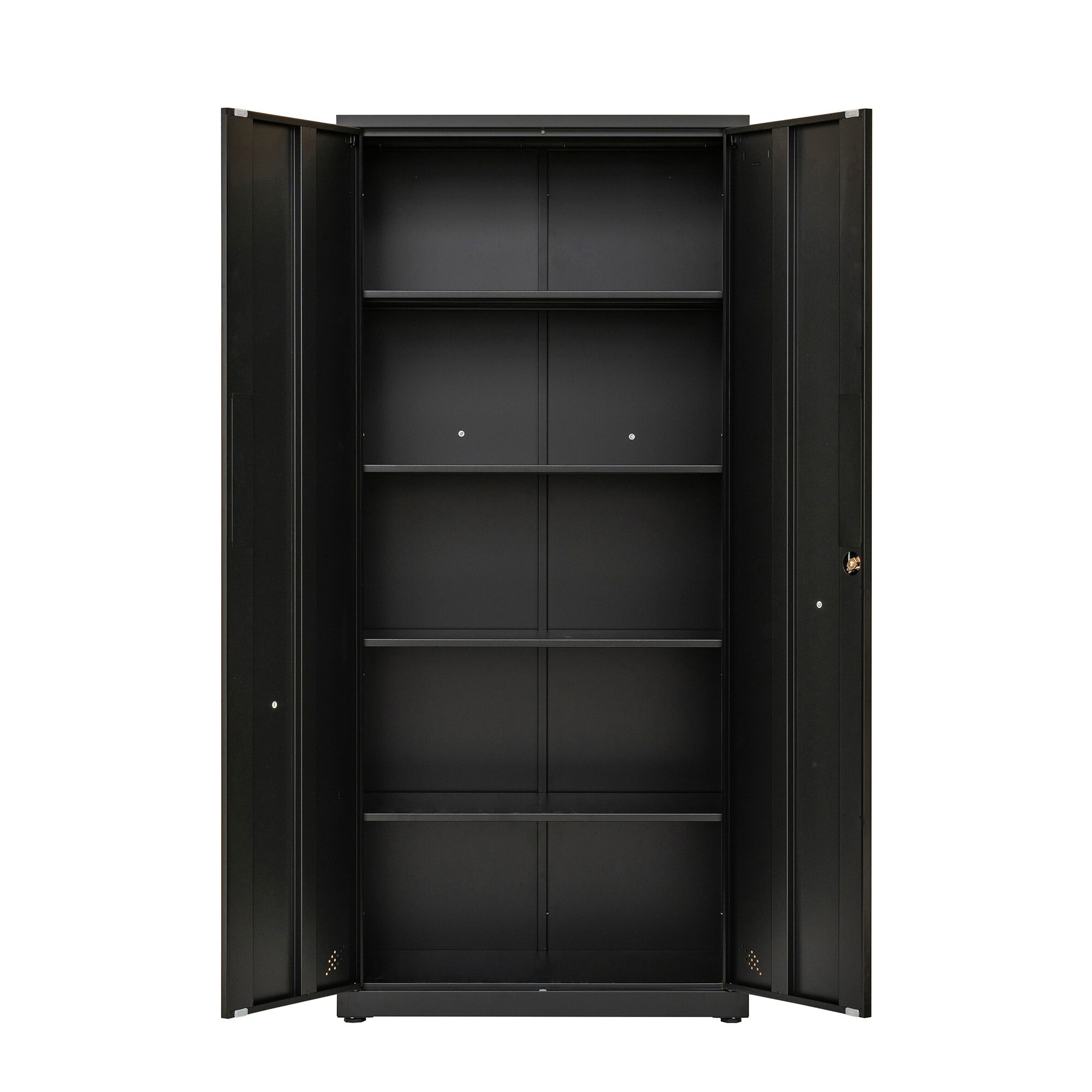 AENKYO 68.9" Heavy Duty Metal Storage Cabinet with Adjustable Shelves & Lock, Steel Locker for Home and Office, Black