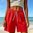 thumbnail image 5 of ZHYou Sweat Shorts for Women Soft Drawstring Loose Elastic Waist High Rise Knee Length Casual Summer Shorts,Red,Size XL, 5 of 5