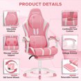 thumbnail image 6 of Hoffree Big and Tall Gaming Chair with Footrest Gamer Chair with Massage Heavy Duty Game Chair with Lumbar Support and Headrest Height Adjustable for Adults, 400lb, 6 of 9