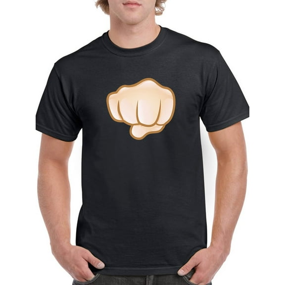 Fist Icon Medium Front Graphic Men Black T-Shirt, Male Small