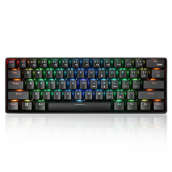 Amdohai 61 Keys Mechanical Keyboard USB Wired 2.4G Wireless Dual Mode Mechanical Keyboard with RGB Effect Keys Red Switches