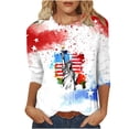 thumbnail image 2 of Cavosen Patriotic T Shirts for Women Red White and Blue 3/4 Sleeve Round Neck T Shirts USA Star Striped Graphic Shirts Lady XL Patriotic Casual Shirts Independence Day Tunic Tees, 2 of 5