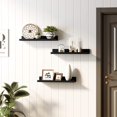 thumbnail image 3 of Wall Shelves Set of 3, Wooden Floating Shelves 15-Inch Long, Black, 3 of 8