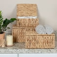 thumbnail image 3 of Household Essentials Rectangular Water Hyacinth Nesting Basket Set with Lid, Natural, Set of 3, 3 of 11