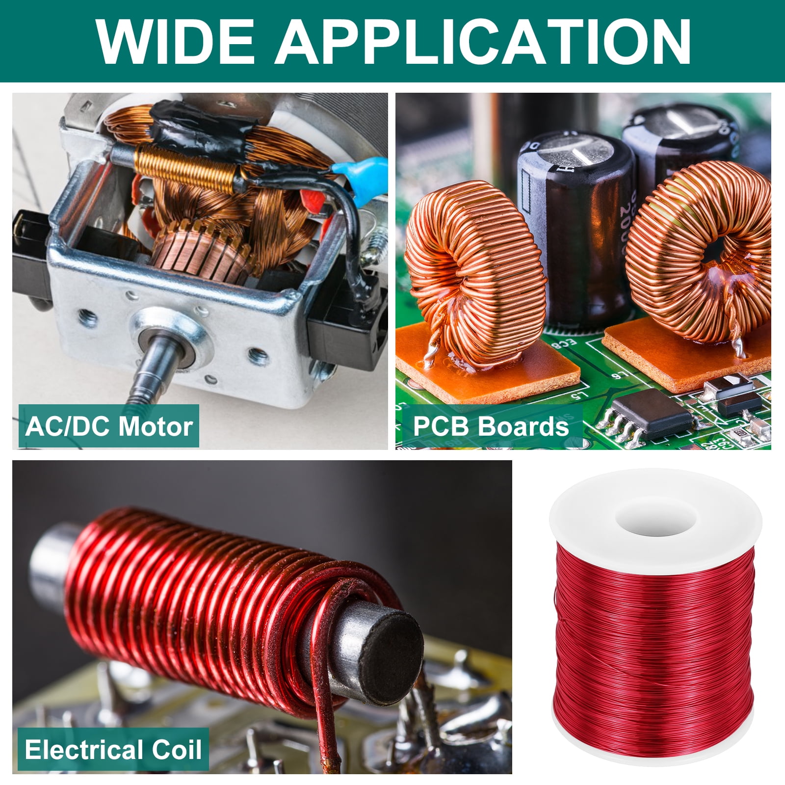 Uxcell 26 AWG Magnet Wire, 26 Gauge Enameled Copper Wire, 1 lb Magnetic Coil Wire for Transformer, Motor, Electric, 155C(311F)