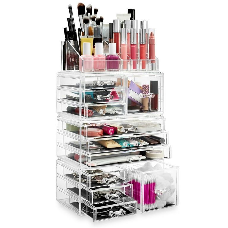 Acrylic Makeup Organizer with 7 Drawers & 16 Slots Jewelry Cosmetics Storage  Box 
