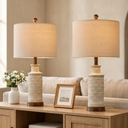 Oneach Bedside Lamp Set of 2 for Bedroom 24 Traditional Living Room Resin Nightstand Table Lamps