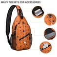 thumbnail image 2 of Sling Backpack,Halloween Orange Background Icons Sling Bag with Water Bottle Holder,Waterproof Sling Bag for Men/Women with Headphone Jack for Hiking,Travel, 2 of 6