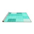 thumbnail image 2 of Ahgly Company Machine Washable Indoor Round Checkered Turquoise Blue Modern Area Rugs, 3' Round, 2 of 4