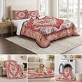 thumbnail image 6 of Twin XL Quilt Set 68''x98'', Orange Red Boho Lightweight Bedspread Coverlet Set with 2 Pillow Shams, Vintage Flower Tribal Distressed Printed Breathable All Season Quilt Bedding for Dorm/Guest Room, 6 of 9