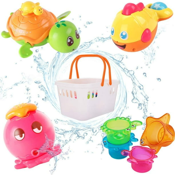 iPlay, iLearn Baby Bath Toys, Fun Bath Time Tub Toys w/ Organizer, Kids