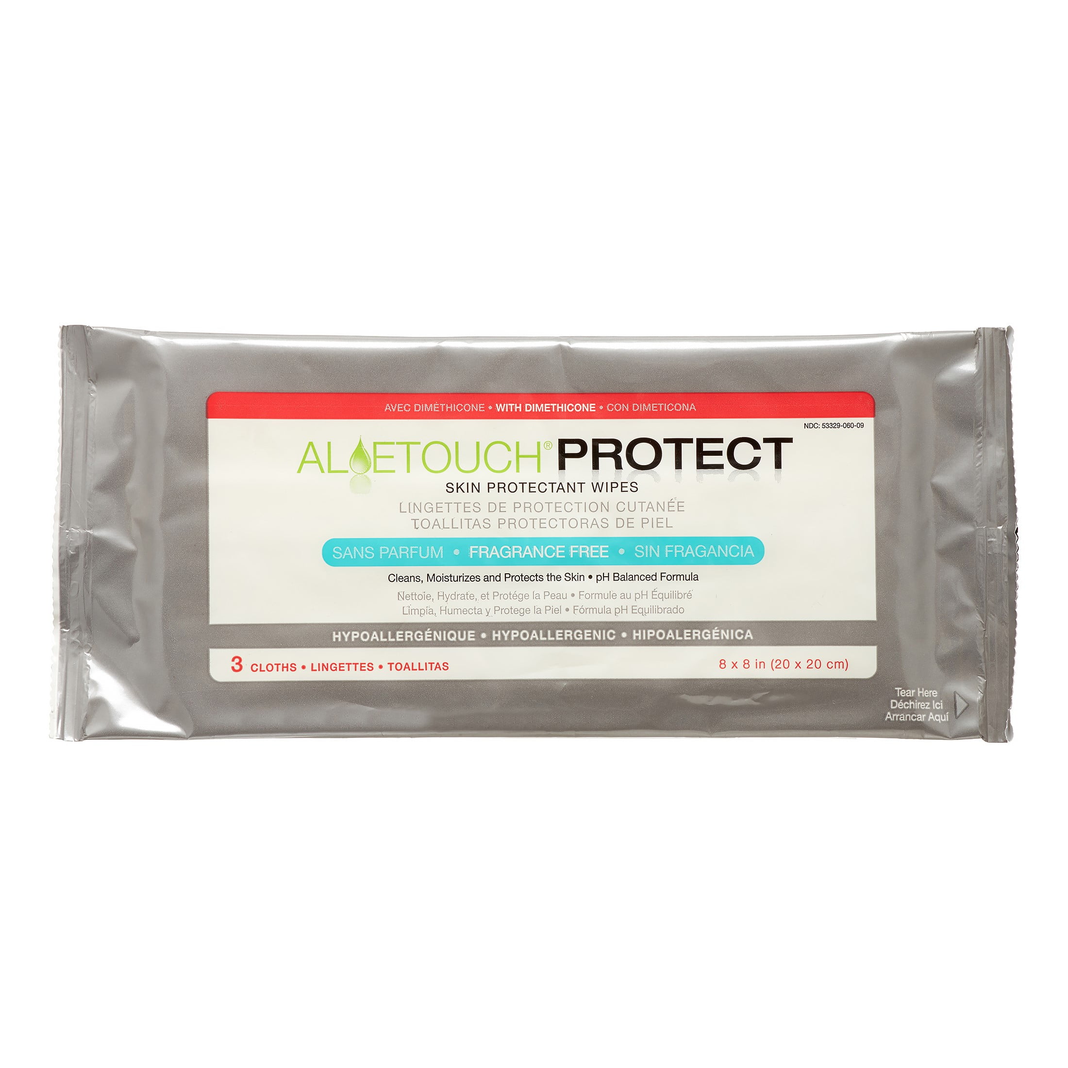 Medline Aloetouch PROTECT Dimethicone Skin Protectant Wipes, 8", 3 Ct