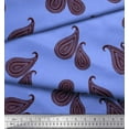 thumbnail image 2 of Soimoi Blue Viscose Chiffon Fabric Maroon Paisley Print Sewing Fabric Yard 42 Inch Wide, 2 of 3