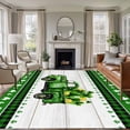 thumbnail image 2 of Area Rug 60×96in, St. Patrick's Day Farm Truck Floor Carpet Living Room Rug, Retro Wood Plank Green Clovers Plaid Non-Slip Welcome Mat Indoor Rugs for Bedroom Dining Room, 2 of 9