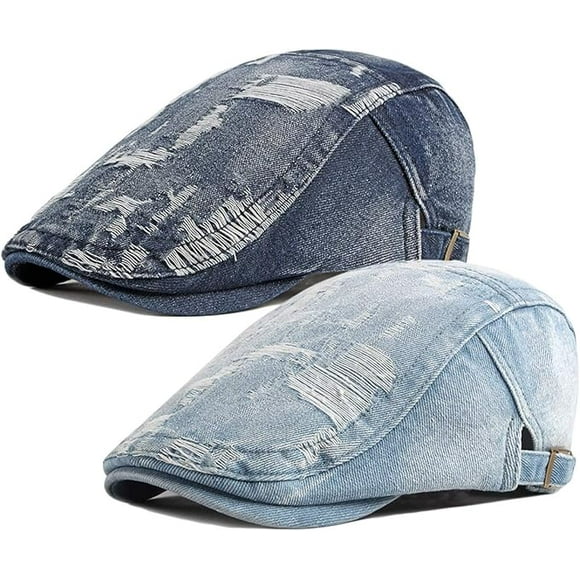 Mens Denim Cotton Newsboy Cap Ivy Gatsby Driving Hunting Cabbie Hats,2 pack