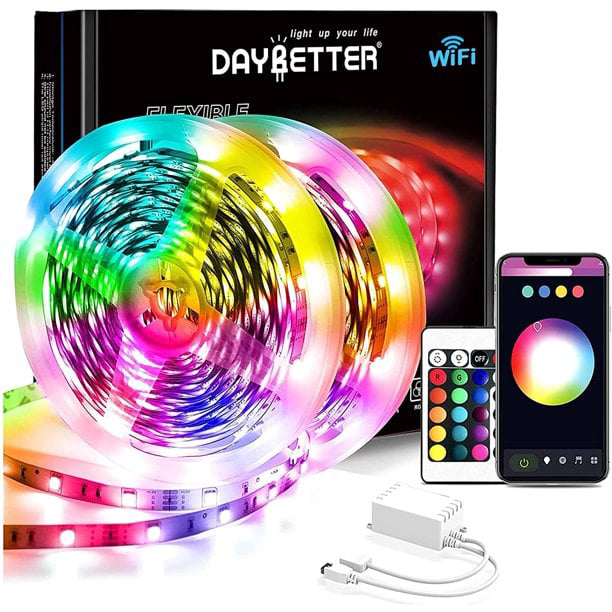 DAYBETTER 65.6ft/20M WIFI LED Strip Lights with Remote and App Controlled,Color Changing Led Lights for Bedroom Home Decoration(2 Rolls of - Walmart.com