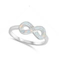 thumbnail image 4 of CHOOSE YOUR COLOR White Simulated Opal Infinity Sign Symbol Ring .925 Sterling Silver Band CZ Female Size 9, 4 of 4