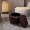 thumbnail image 6 of Storage Ottoman Cover, Slipcover For Ottoman, Footstool Cover With Elastic Bands Washable -brown-1pcs, 6 of 6