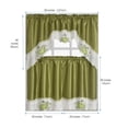 thumbnail image 3 of Apples Embroidered 3-Piece Kitchen Curtain Tiers & Swag Set, Green color, 58x36 & 28x36 inches for daily life and holiday, 3 of 3