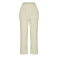 thumbnail image 5 of Meresysid Women's Winter Warm Casual Straight Pants With Pocket Pants Beige, 5 of 7