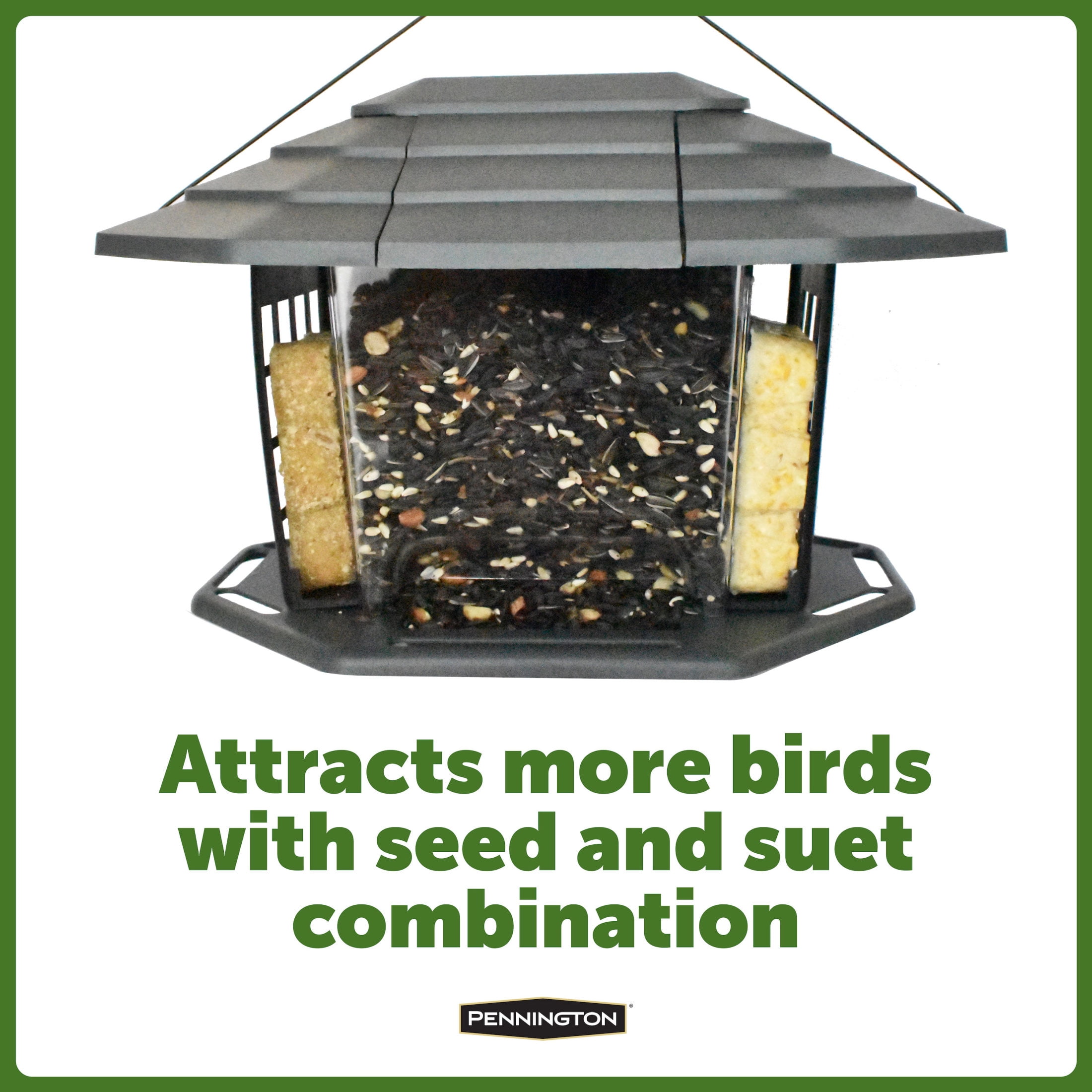 Pennington Earth Smart, Gray Recycled Resin EcoBistro Wild Bird Hopper Feeder 5 lb. Capacity, 2 Pack