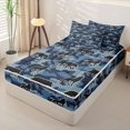 thumbnail image 2 of Manfei Rustic Camo Zipper Twin Comforter Sets with Fitted Sheet and 2 Pillowcases,Vintage Wildlife Zipper Bedding Set,Blue,Navy Blue Reversible,4pcs, 2 of 8