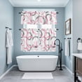 thumbnail image 3 of Pink Grey Kitchen Curtains Sets for Windows 24 Inch Length, Geometric Circle Modern Abstract Simple Art Rod Pocket Window Treatments Tier Curtains and Valances Set for Bedroom/Bathroom, 3 of 8