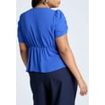thumbnail image 2 of ELOQUII Women's Plus Size Shirred Sleeve Top With Buttons, 2 of 3