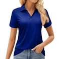 thumbnail image 2 of Dresfit Womens Polo Shirts V Neck Collared Dressy Tops 2026 Summer Short Sleeve Elastic Business Blouses Upf 50+ Quick Dry Baggy Tennis Basic Tees Blue S, 2 of 5