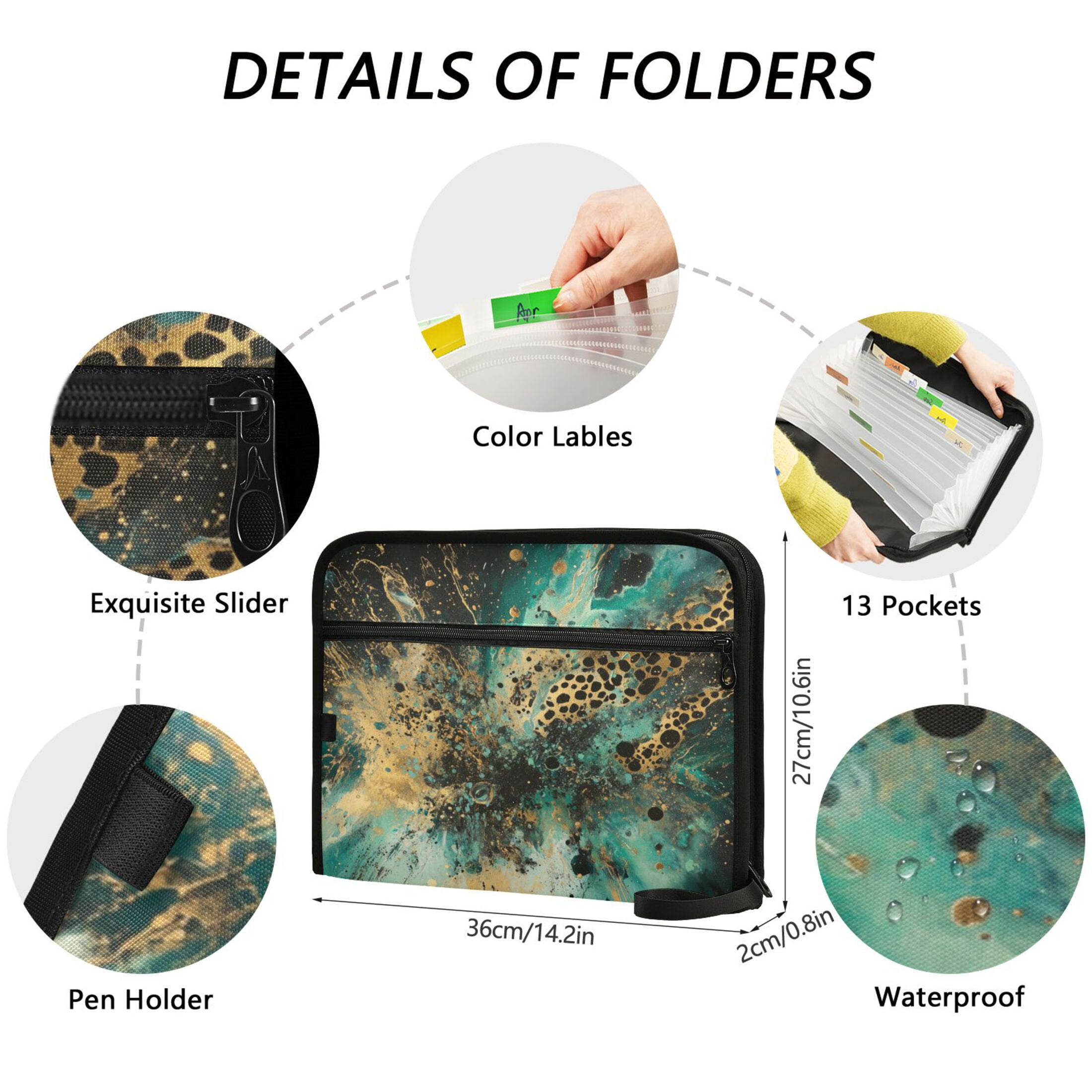 WOBOGO Artistic Leopard Expanding File Folder Letter Size Accordion Filing Organizer 13 Pocket Separate Organ Pocket