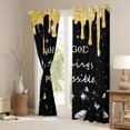 thumbnail image 3 of Homewish Diamonds Blings Kitchen Curtains for Girls, With God All Things Are Possible Print Black Out Curtains Pack of 2 (42x63 Each), Yellow Black, 3 of 5