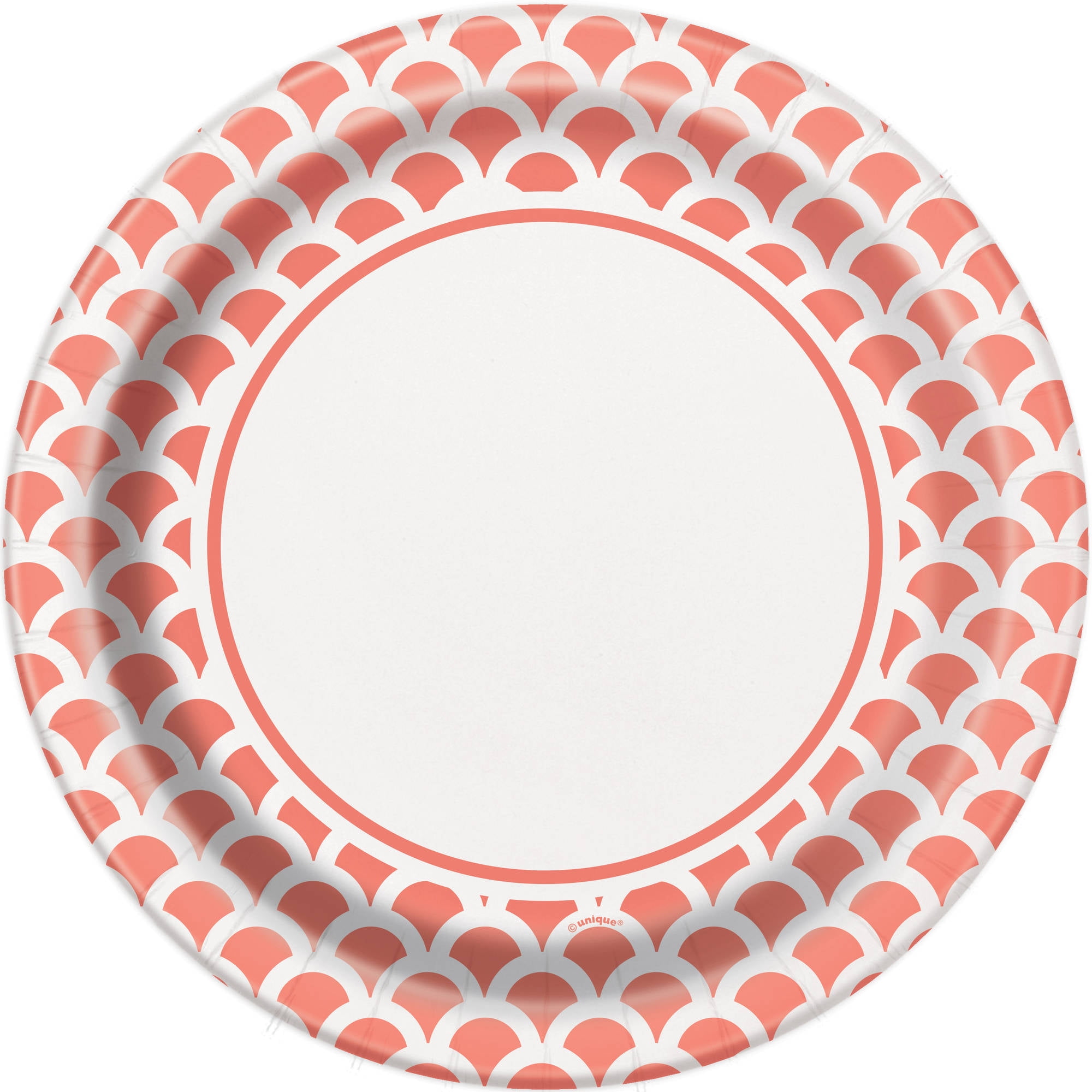 9" Coral Scallop Print Party Plates, 8ct by Unique Industries