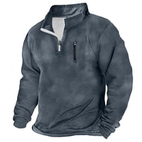 Long Sleeve Sweatshirts for Men with Zipper Stand Collared Golf Shirts Mens Casual Solid Color Pullover Vintage Office Work Sweatshirt Tops