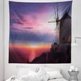 thumbnail image 1 of Windmill Tapestry, Oia Village Santorini Island Greece Colorful Sky Idyllic Aegean, Fabric Wall Hanging Decor for Bedroom Living Room Dorm, 5 Sizes, Multicolor, by Ambesonne, 1 of 1