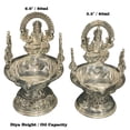 thumbnail image 2 of 925 Sterling Silver Hallmarked Antique Style Lakshmi / Kamakshi Solid Diya -#04, 2 of 9